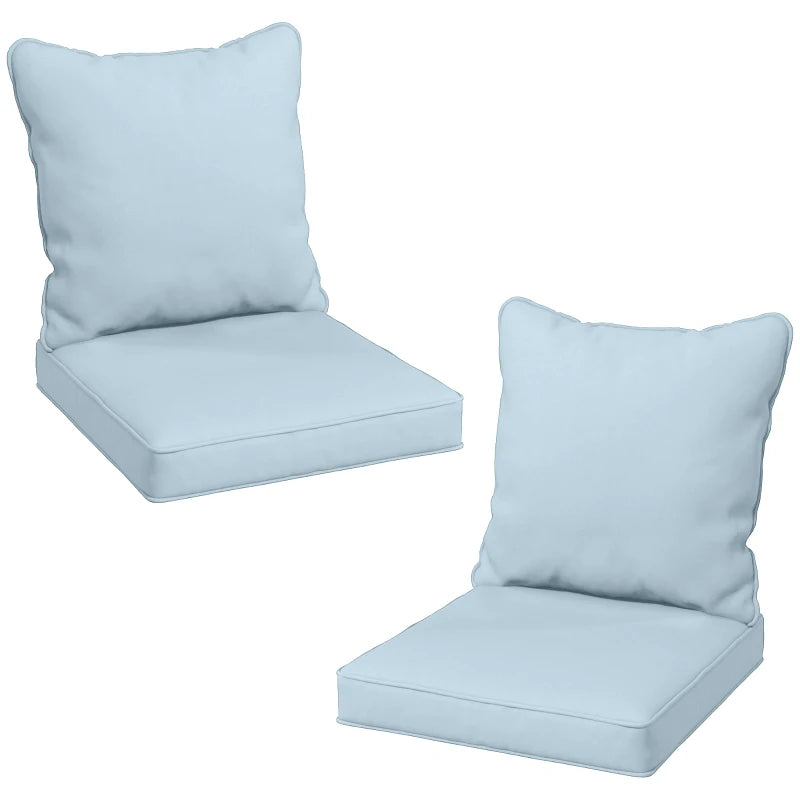 Seat Cushion Back Pillows Replacement Set of 2, Patio Chair Cushions Set for Indoor Outdoor, Light Blue