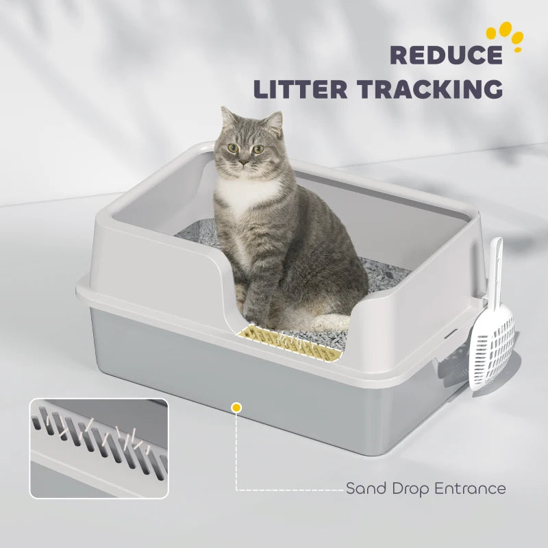 Stainless Steel Cat Litter Box with Lid with Scoop, High Sided, Non-Stick, & Anti-Urine Leakage, Easy Cleaning