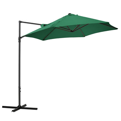Outsunny Rotating Refuge: Offset Patio Umbrella 8.5FT with 360° Rotation, Cantilever Hanging Sun Shade Outdoor Shelter, Green Canopy 