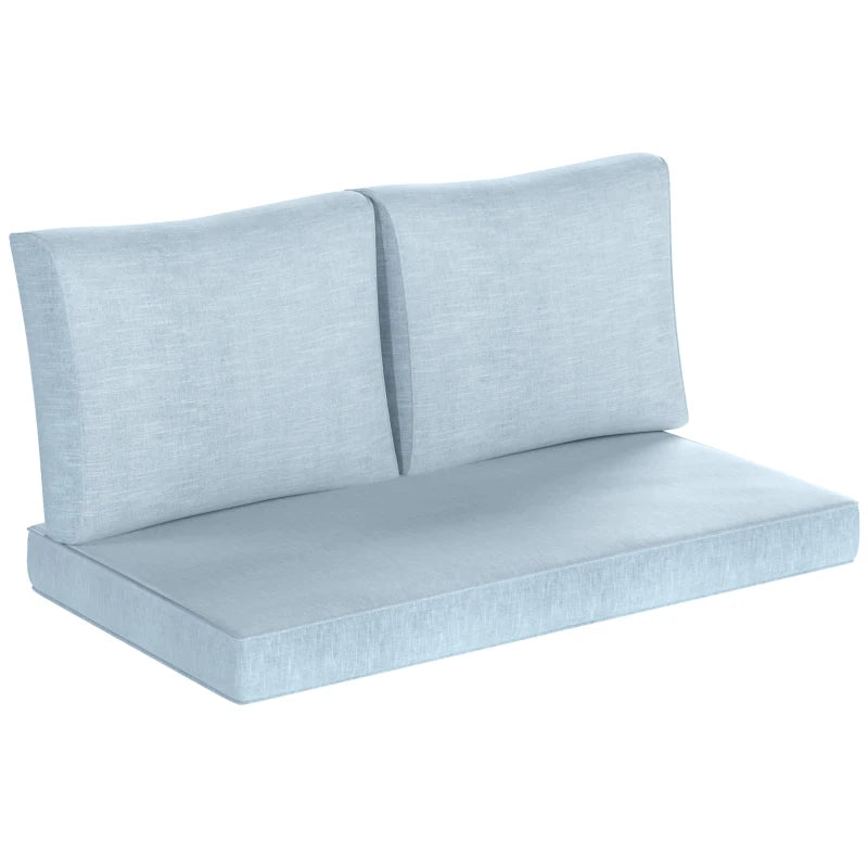 Outdoor Seat Cushions with Backrest, Loveseat Double Sofa Outdoor Furniture Cushions, Light Blue