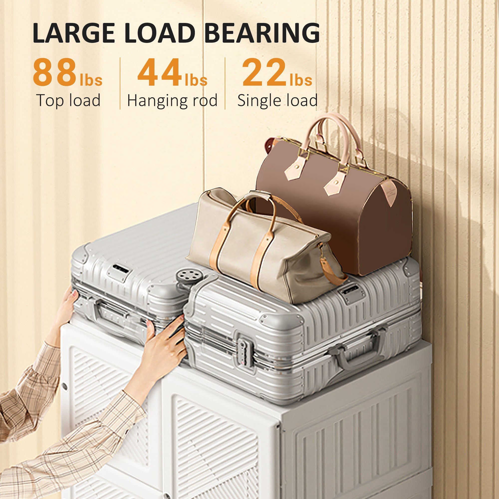 HOMCOM Portable Wardrobe Closet, Folding Bedroom Wardrobe, Clothes Storage Organizer with Cube Compartments, White 