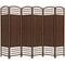 HOMCOM Wave Fiber Privacy Partition: 6 Panel Folding Room Divider Screen for Home Office, Brown Finish