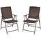 Outsunny Brown Rattan Outdoor Wicker Dining Chair Set of 2 Foldable with Steel Frame for Garden Backyard Porch