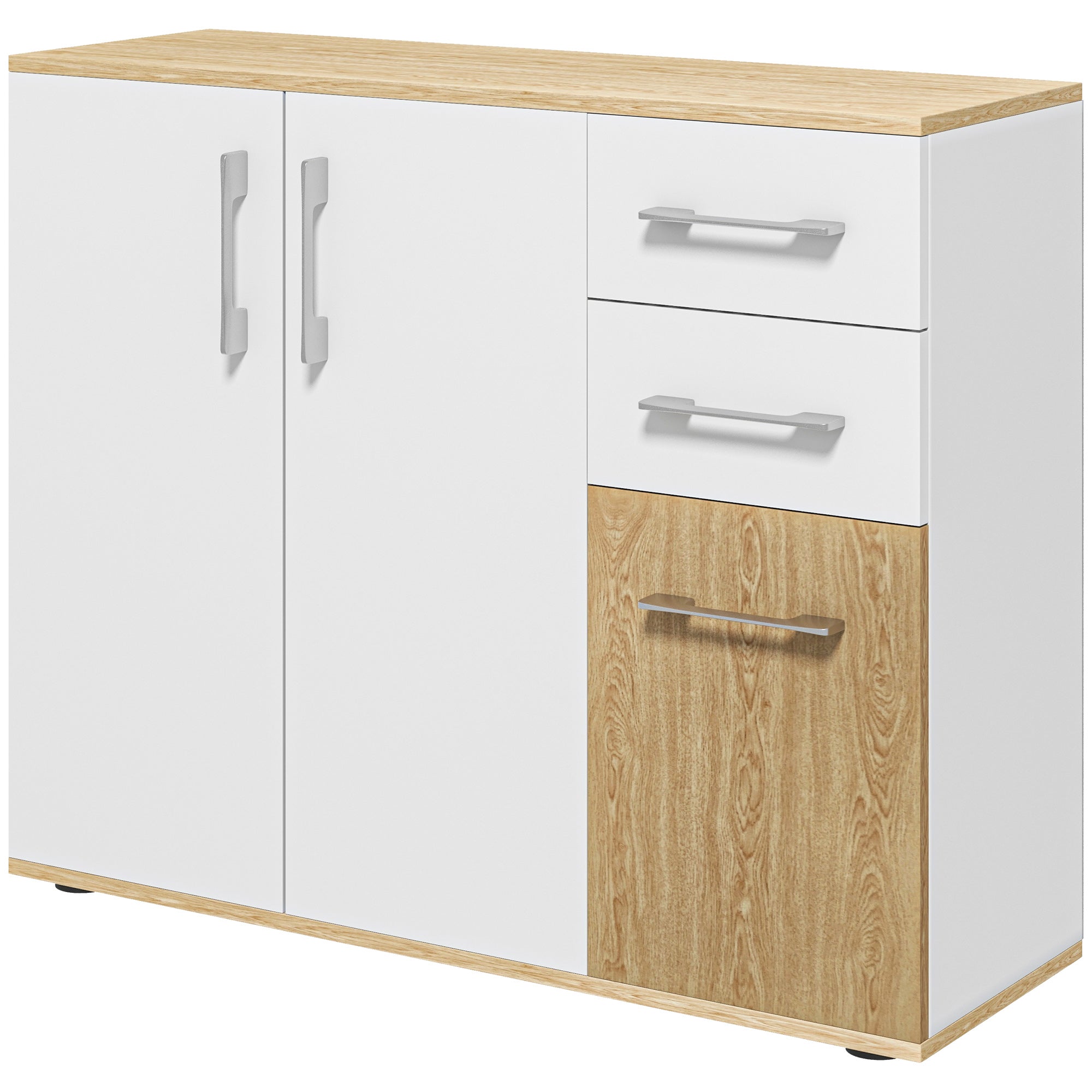 HOMCOM Elegant Sideboard Cabinet White Freestanding Buffet with Doors Drawers Adjustable Shelf for Dining Room Kitchen 