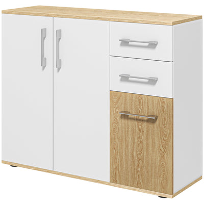 HOMCOM Elegant Sideboard Cabinet White Freestanding Buffet with Doors Drawers Adjustable Shelf for Dining Room Kitchen 