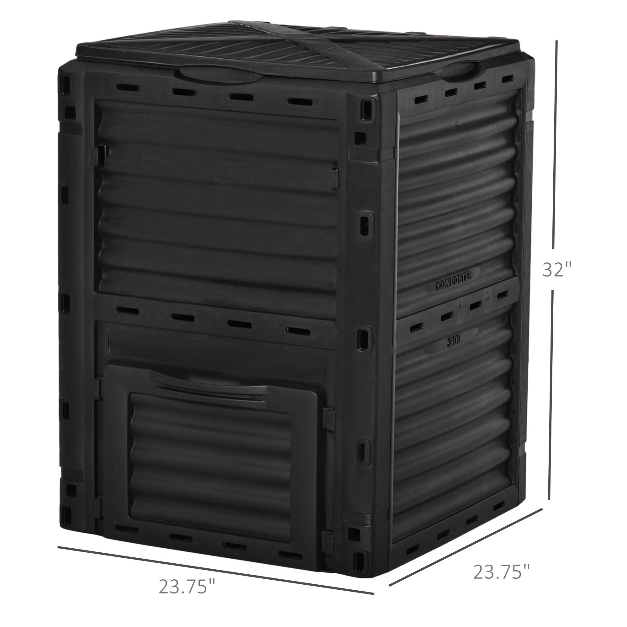 Outsunny Large Outdoor Compost Bin 80 Gallon Garden Compost Container Fast Soil Creation Aerating Box Black 