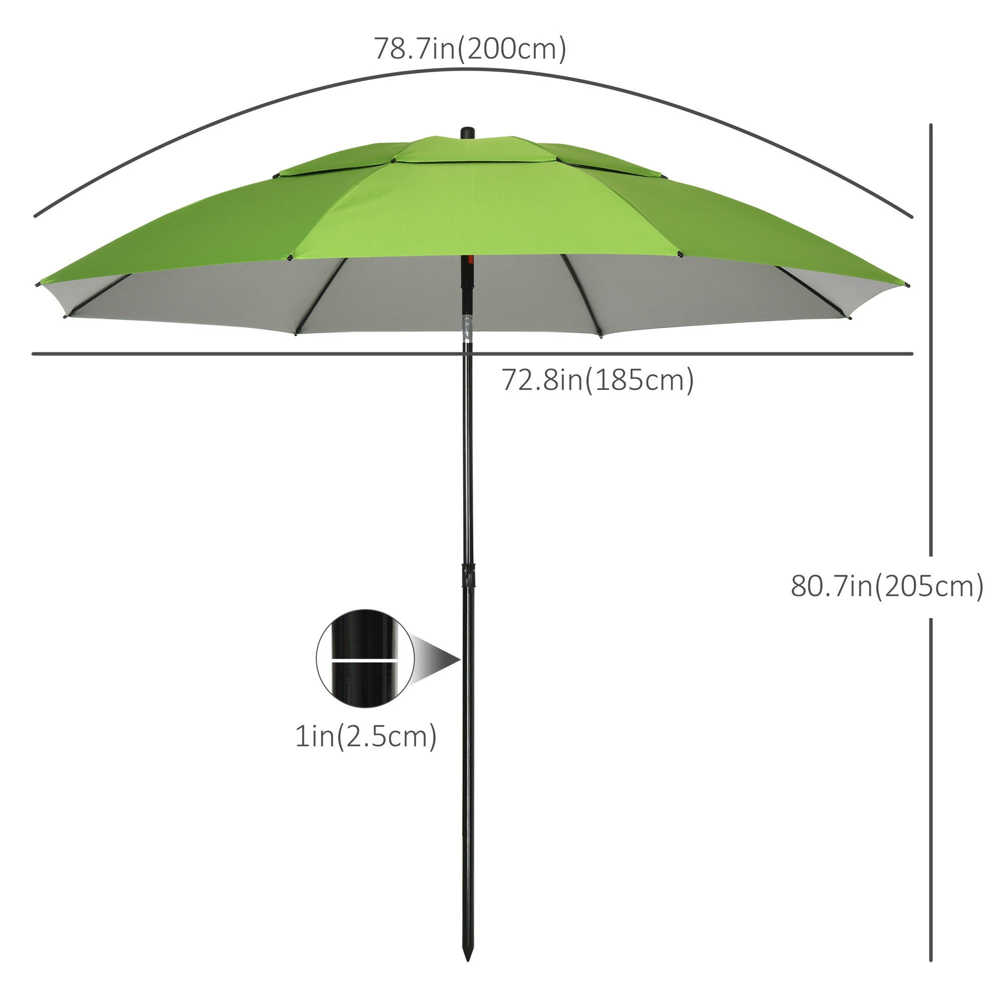 Outsunny 6.6ft Arched Beach Umbrella: Angle Adjustable with UV30+ Protection for Outdoor, Green 