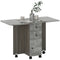 Drop Leaf Dining Table, Mobile Folding Table on Wheels with Drawers and Cabinet for Dining Room, Kitchen, Grey