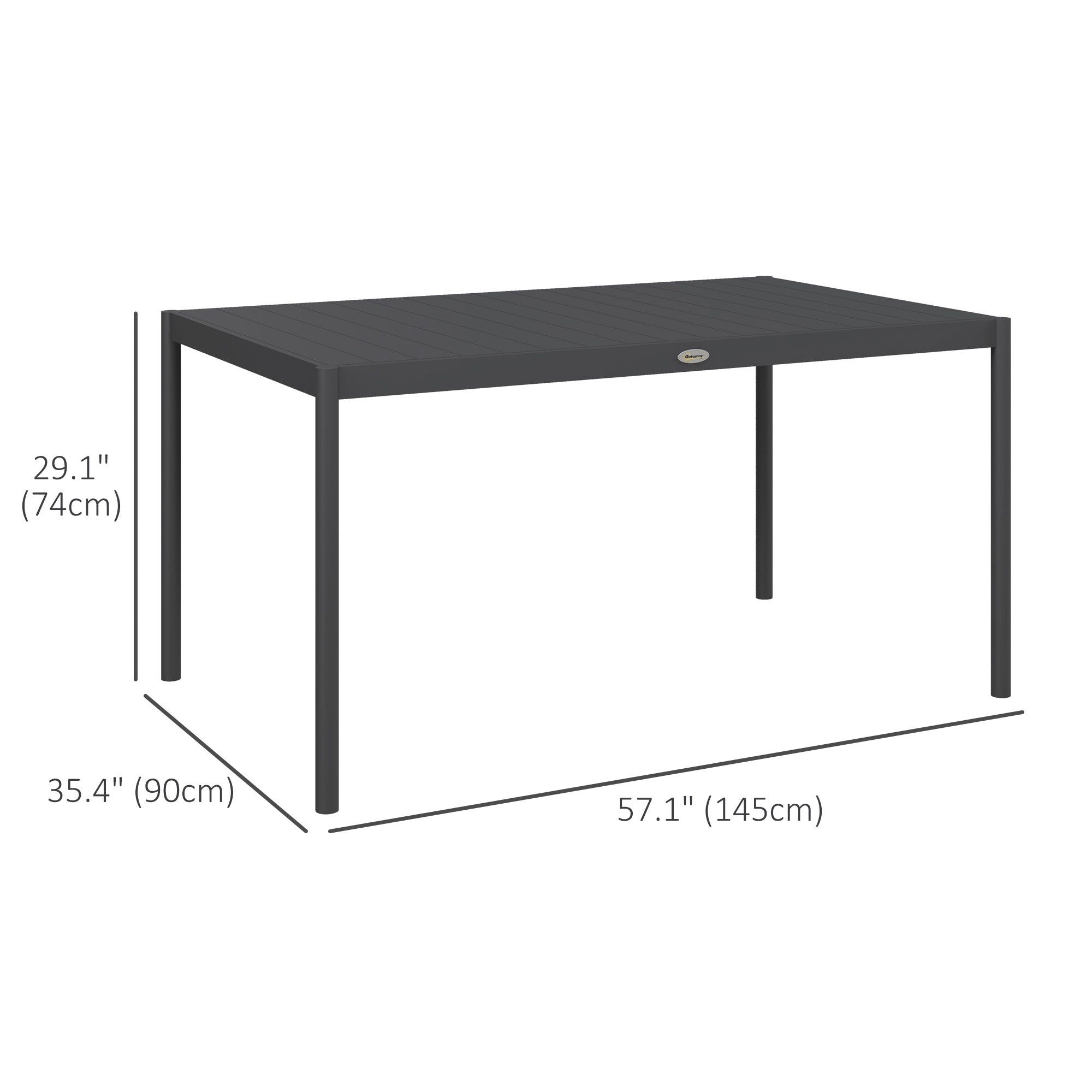 Outsunny Outdoor Dining Table with Aluminium Frame 57" Dark Grey 