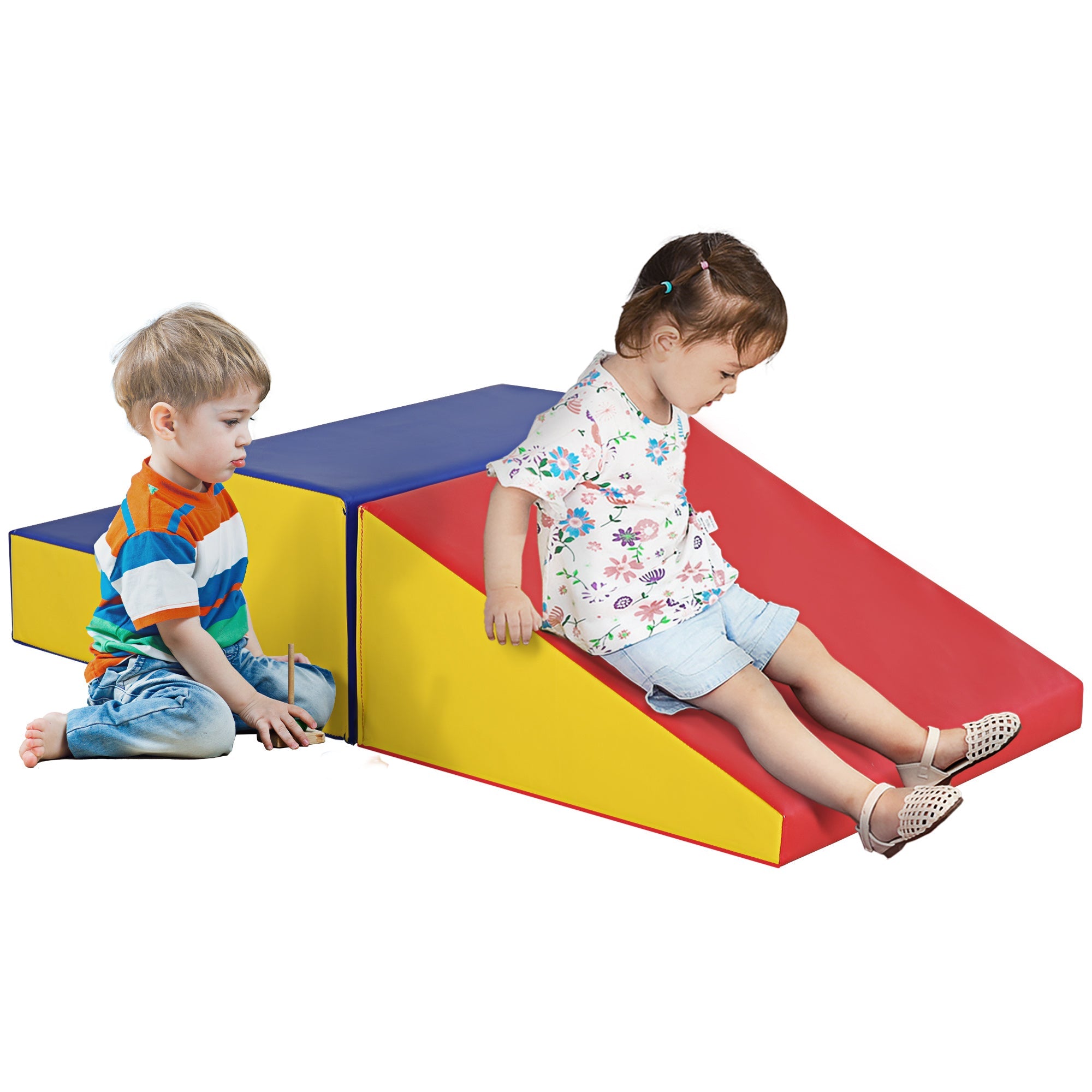 Soozier Soft Playscape: 2-Piece Foam Climb & Crawl Activity Set for Toddlers, Multicolor Learning Fun 