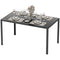 Rectangular Kitchen Table for 4 People, Dining Table with Tabletop Tempered Glass for Dining Room, Living Room, Black