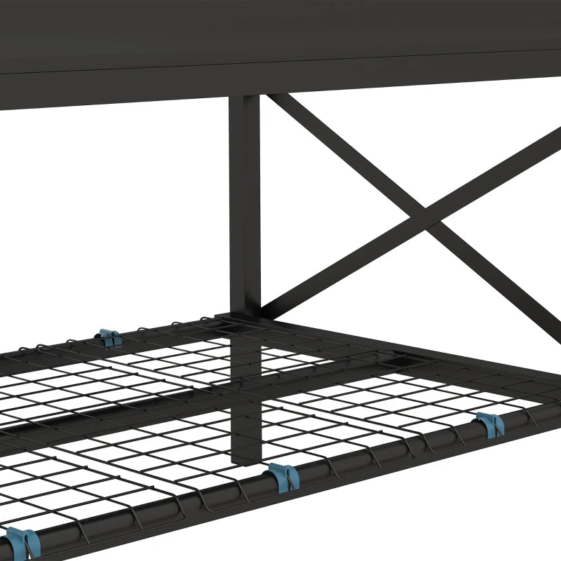 Galvanized Raised Garden Bed, Metal Planter Box with Bed Liner and Storage Shelf, for Vegetables Flowers Herbs, Black