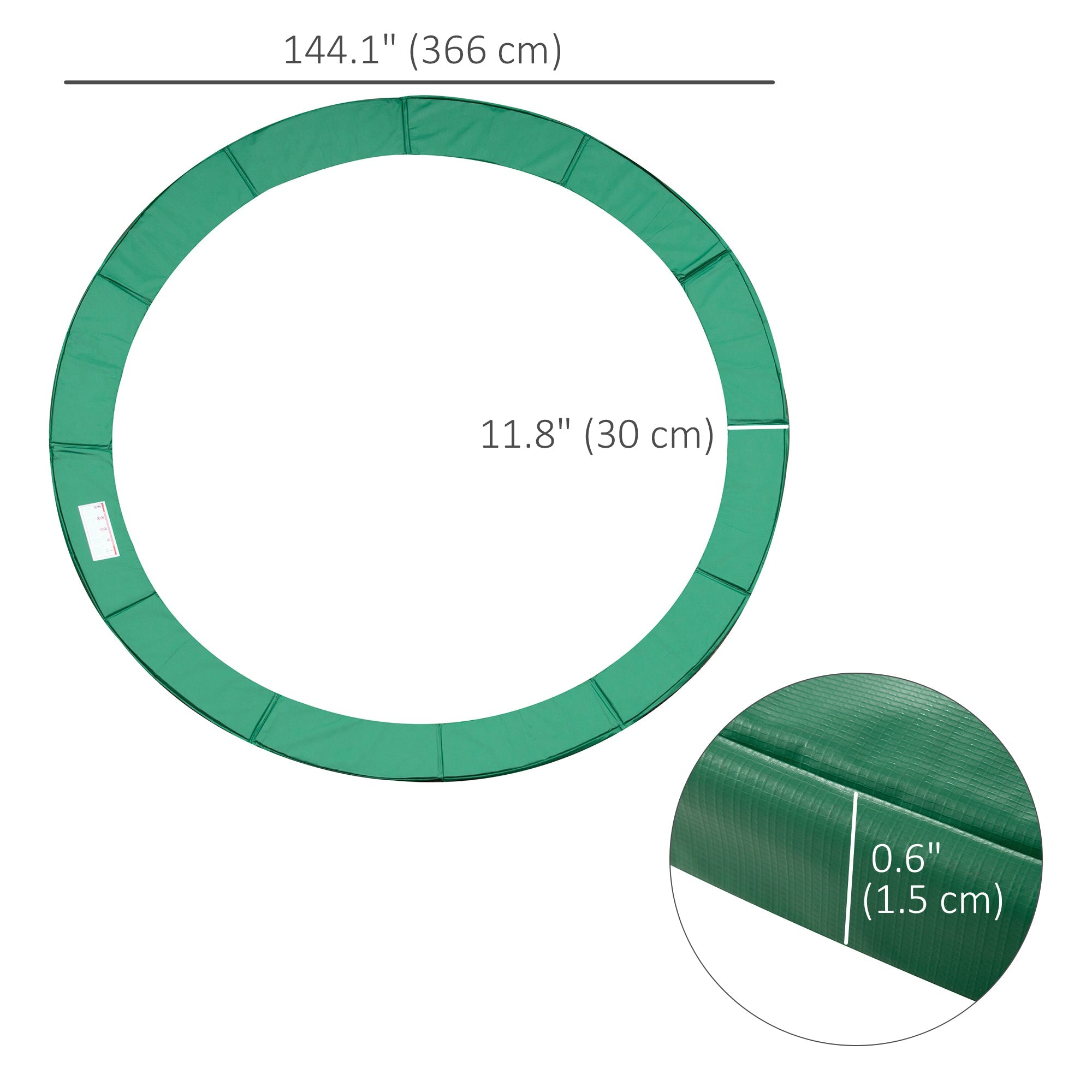 HOMCOM Φ12ft Trampoline Safety Pad Spring Cover Replacement Gym Bounce Green 
