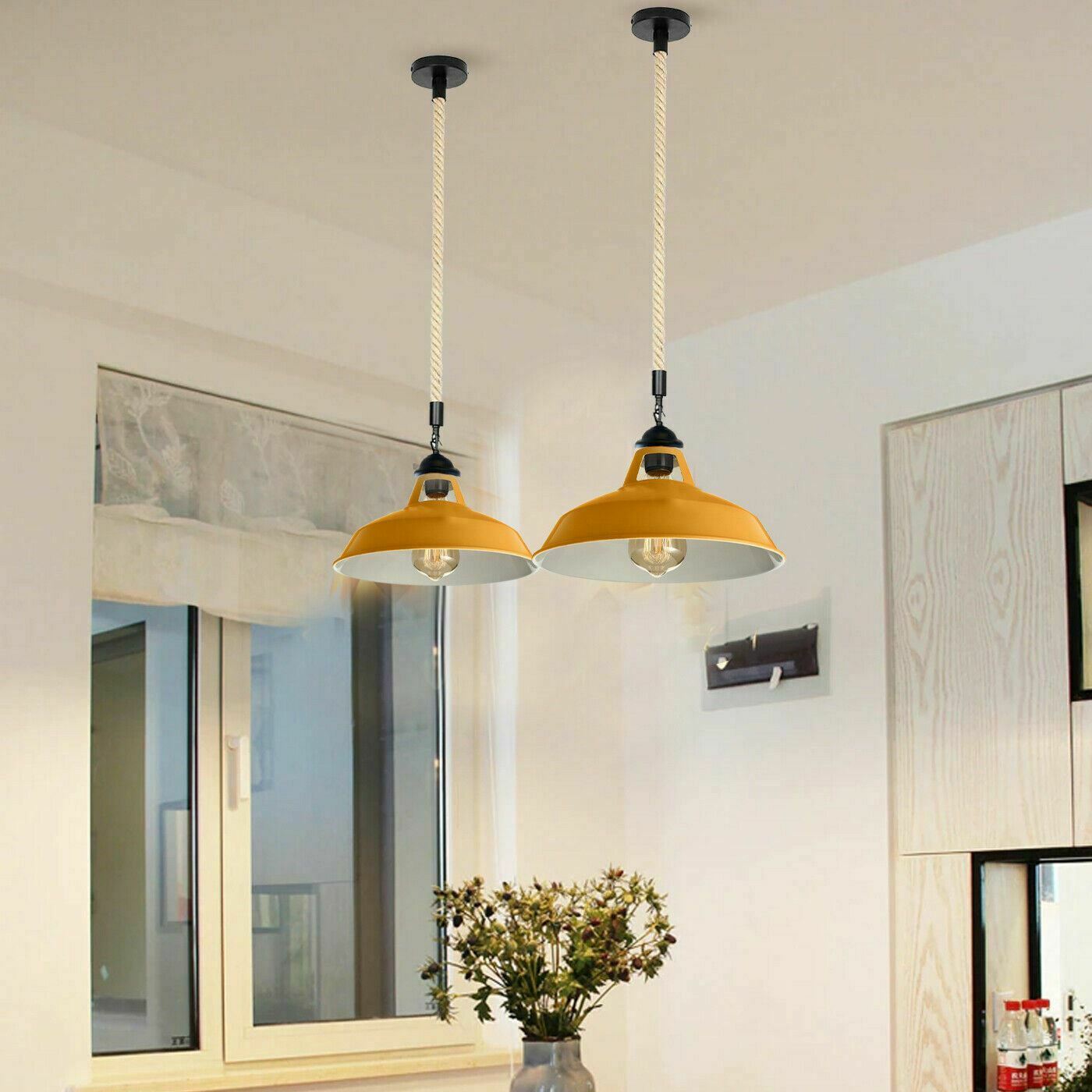 Industrial Hemp Rope Barn Hanging Pendant Lights~1149