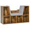 HOMCOM 6-Cubby Bookcase with Seat Cushion, Cube Storage Shelf with Reading Nook for Home Office, Study, Rustic Brown