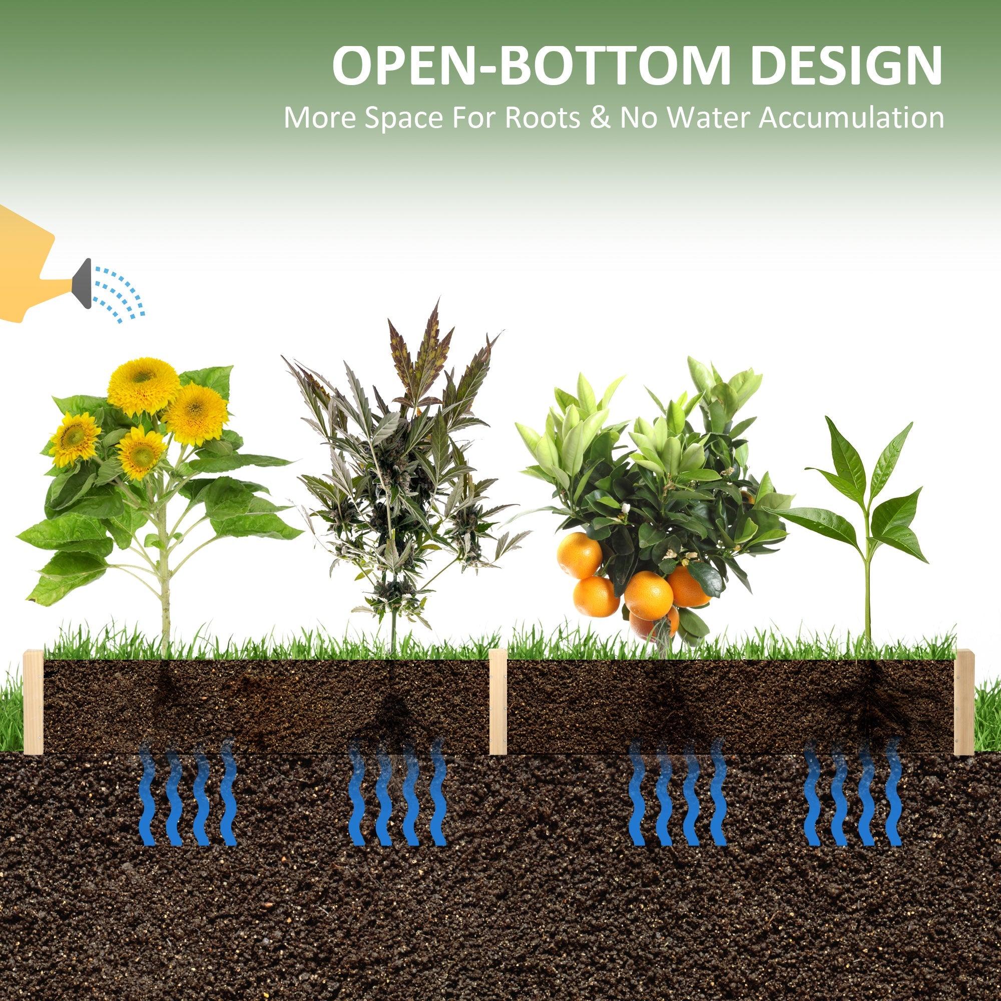 Outsunny Raised Garden Bed Elevated Wooden Planter Box for Backyard, Patio to Grow Vegetables, Herbs, and Flowers 