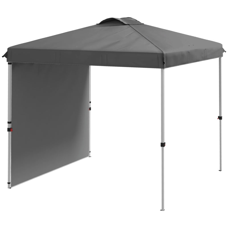 8 x 8 ft Pop Up Canopy with 1 Sidewall, Carry Bag and 4 Sand Bags, Height Adjustable Instant Sun Shelter, Dark Grey
