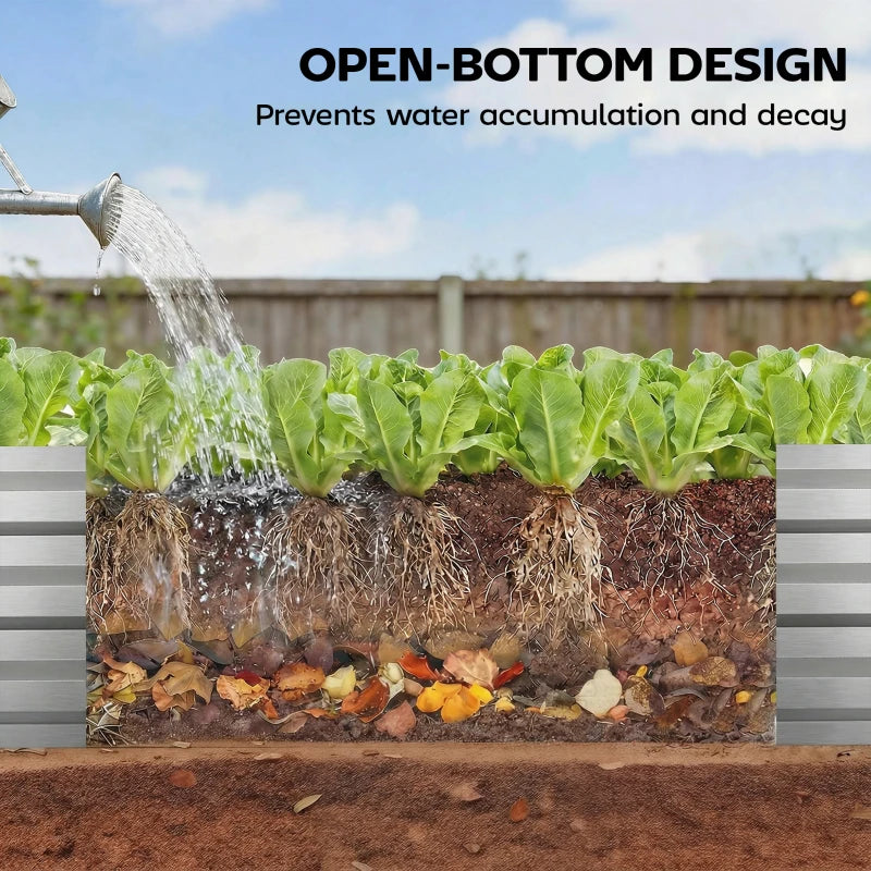 8'x2'x1' Galvanized Raised Bed, Large Elevated Planter Box for Growing Flowers, Herbs and Vegetables, Silver