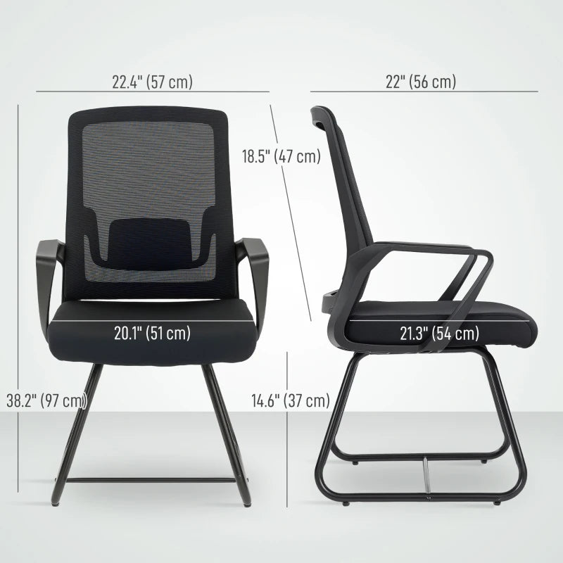 Desk Chair, Desk Chair No Wheels with Mesh Back, Lumbar Support, Metal Base for Reception, Conference