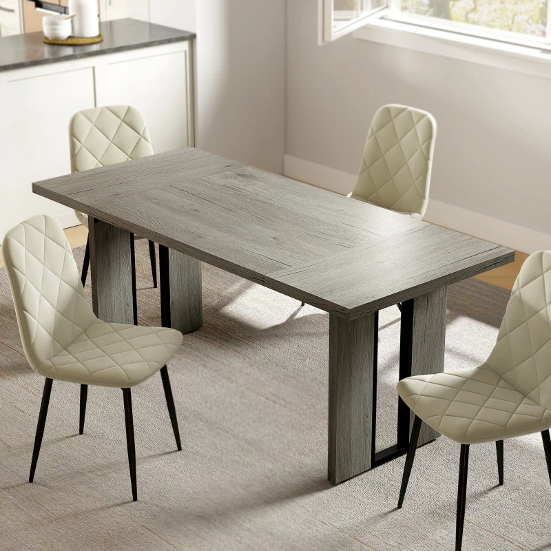 Industrial Kitchen Table for 8, 71" Rectangular Dining Table with Thick Tabletop for Dining Room, Grey Wood Finish