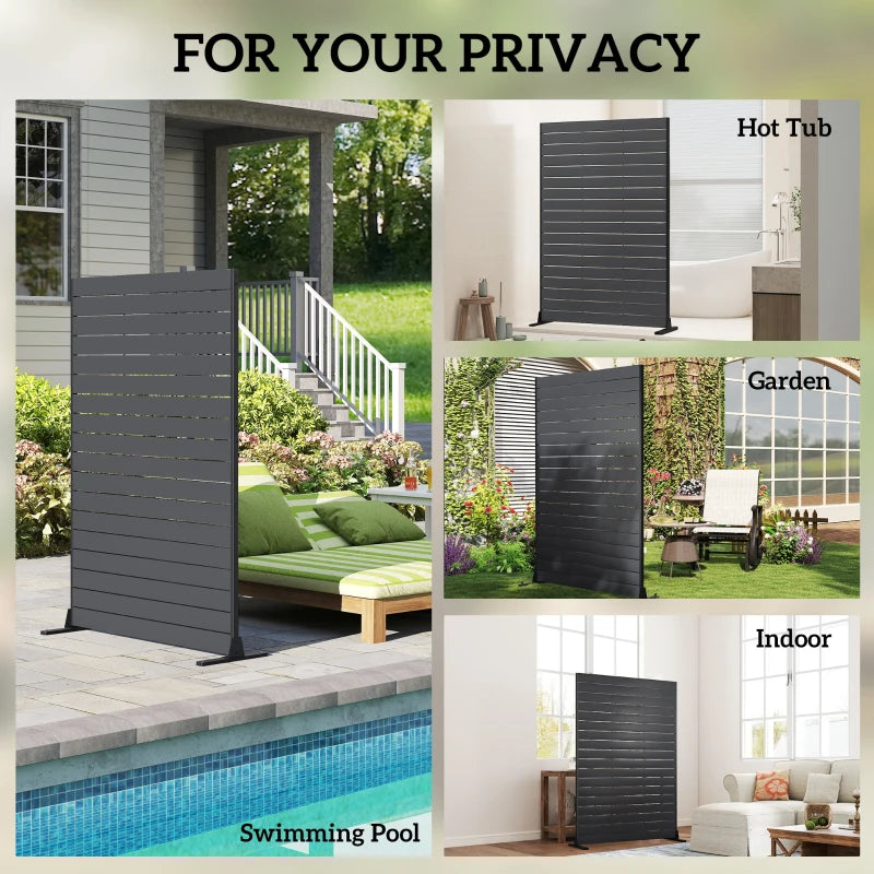 Outdoor Privacy Screen, 47.2" x 68.5" HDPE Decorative Screen Panel with Stand, Freestanding Privacy Panel, Black