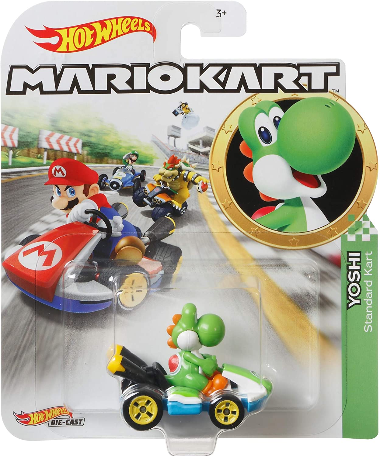 Hot Wheels Die-Cast 1/64 Mario Kart - Yoshi Standard Kart 