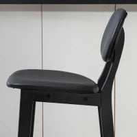 Bar Stools Set of 2, PU Leather Counter Height Barstools, Bar Chairs with Footrest and Solid Wood Legs, Black