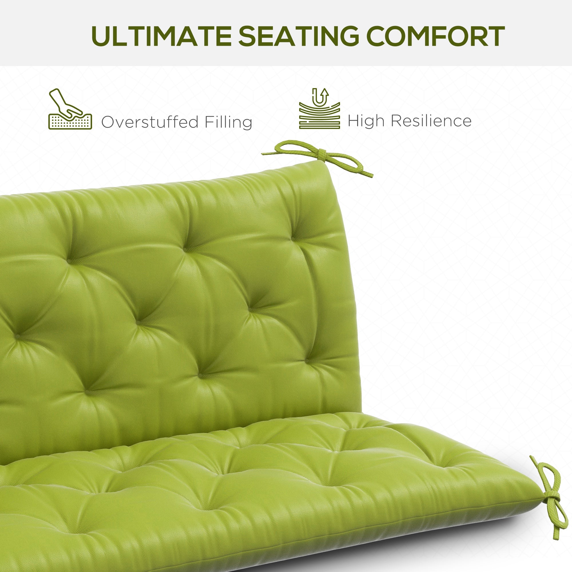 Outsunny 3-Seater Outdoor Bench Swing Chair Replacement Cushions for Patio Garden, Light Green 