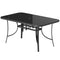 Outdoor Dining Table for 6 with Umbrella Hole, Metal Patio Dining Table with Tempered Glass Top