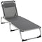 Outsunny Adjustable Folding Lounge Chair Patio Recliner with Headrest Aluminum Frame 5-Position Gray