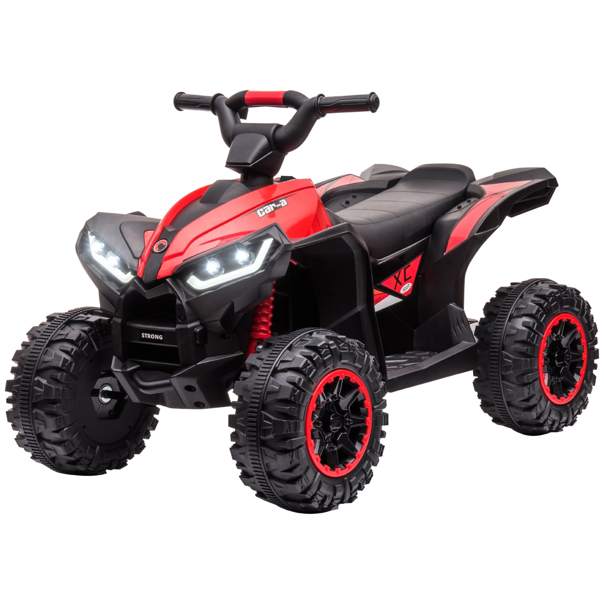 Aosom Kids 4 Wheeler Quad Bike ATV Music MP3 Headlights Speed Control Electric Rechargeable Battery Powered Ride On Toy 3-5 Years Red 