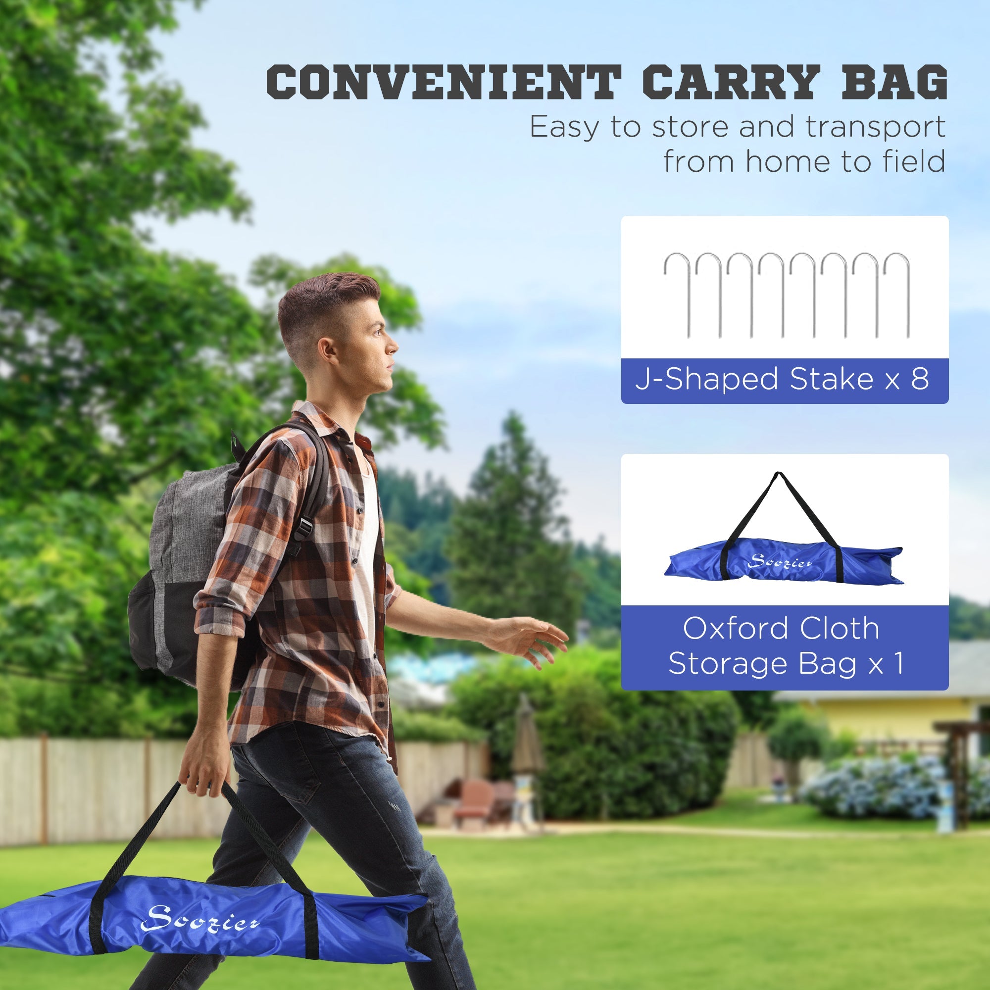 Soozier Set of 2 Soccer Nets for Backyard, Portable Soccer Goal for Practice with Carry Bag 