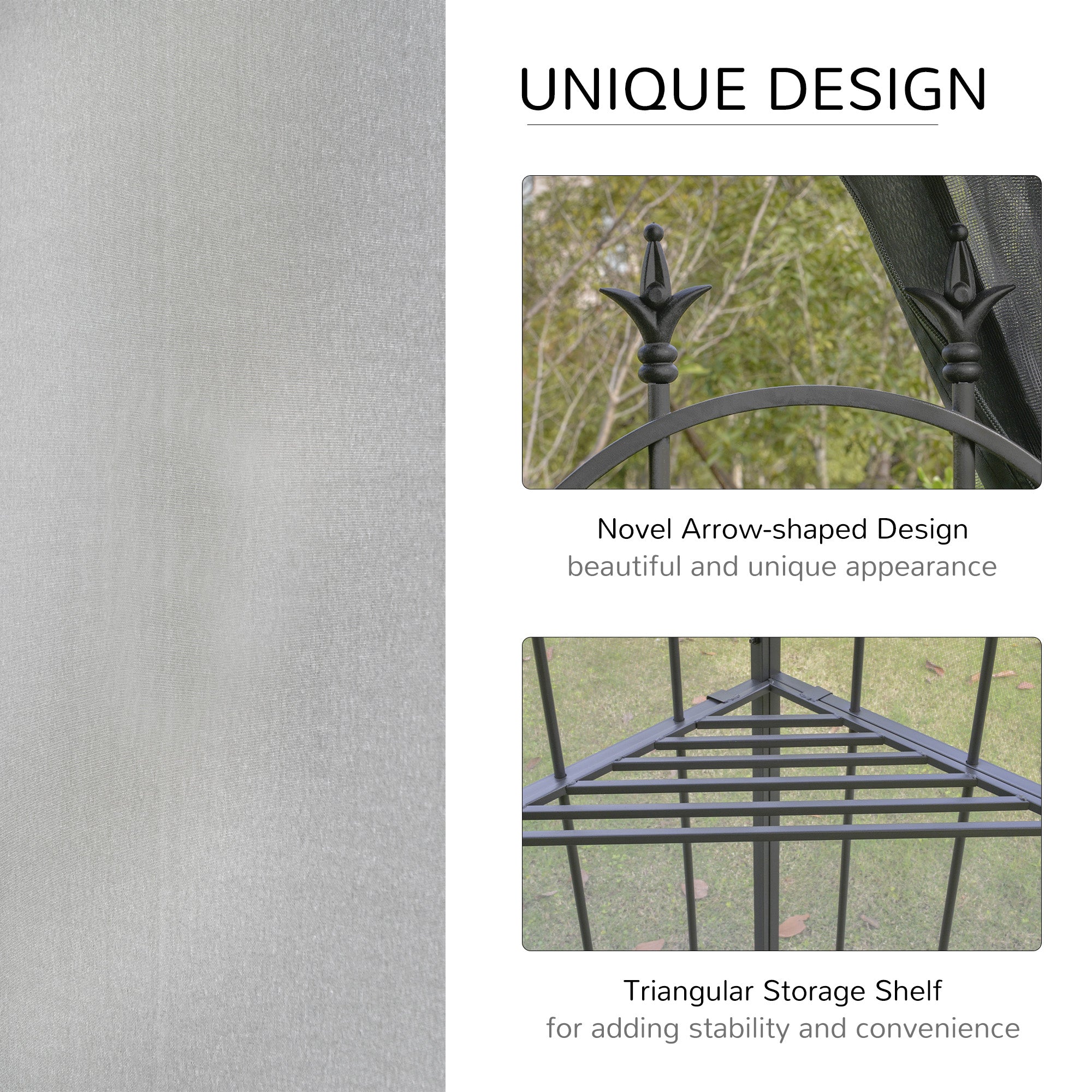 Outsunny 10'x10' Steel Outdoor Patio Gazebo Canopy Grey with Mesh Curtains Shelves 