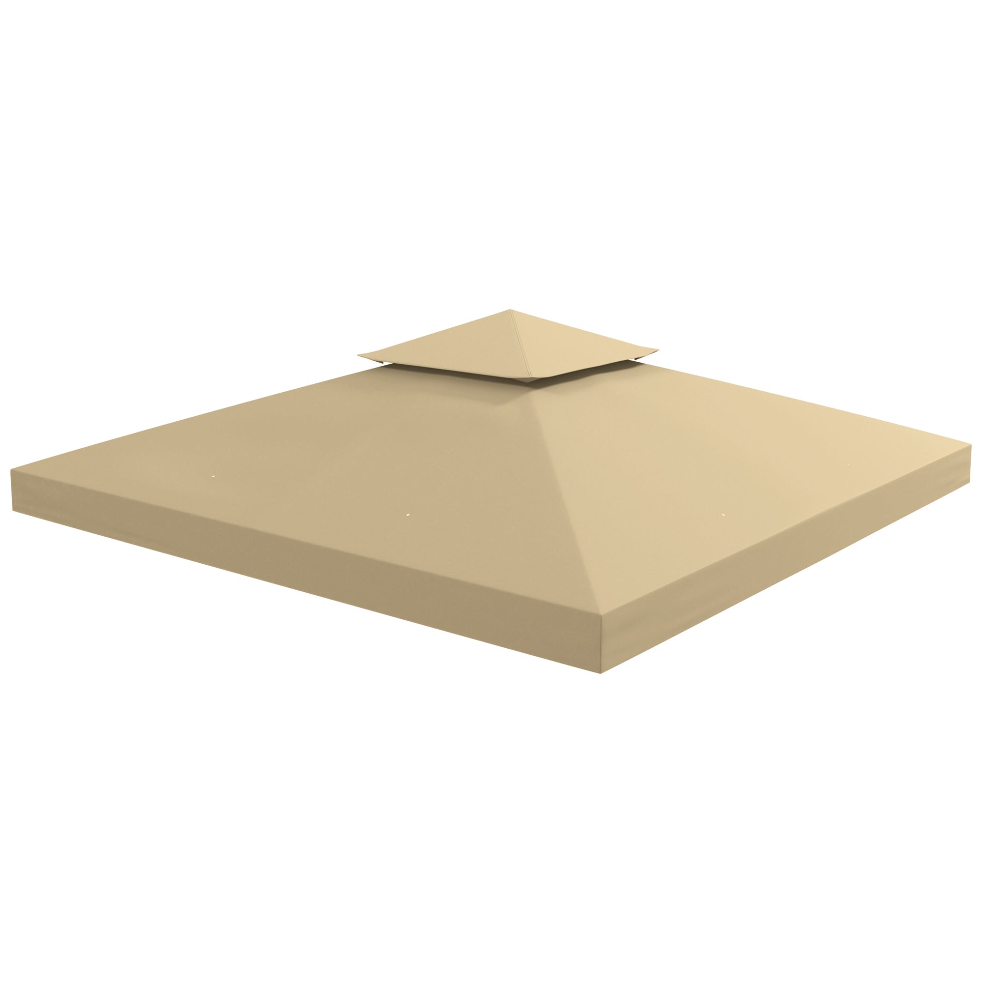 Outsunny Beige 9.8' Square 2-Tier Gazebo Replacement Canopy - Elegant Outdoor Garden Sun Shelter Top Cover 