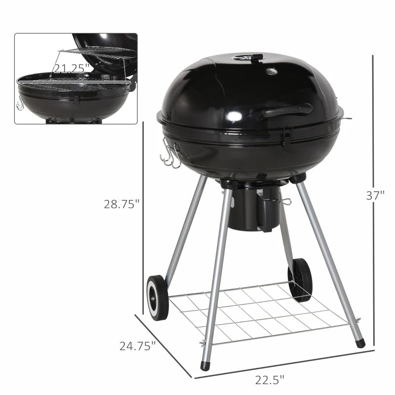 Portable Kettle Charcoal Grill for Outdoor Grilling Heat Control BBQ Barbecue