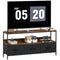 TV Stand with Charging Station, TV Table with 3 Foldable Linen Drawers and Open Shelf for 55 Inch Television, Rustic Brown
