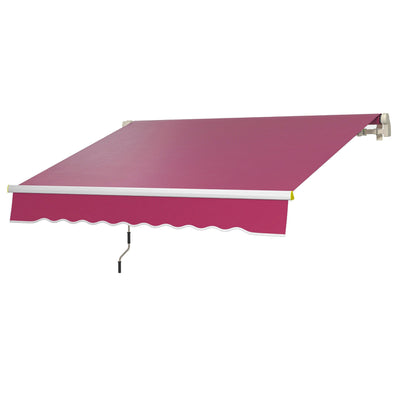 Outsunny 8x6.5 Manual Retractable Awning with LED, Aluminum Sunshade for Patio & Window, UV Protection, Wine Red 