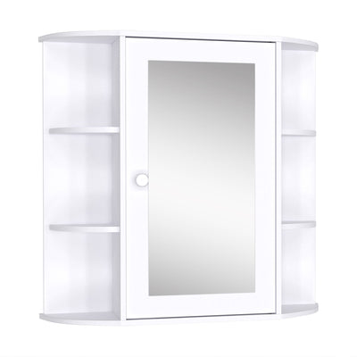 HOMCOM White Over Toilet Cabinet: Wall Mounted Bathroom Storage with Mirrored Door for Medicine & Accessories 