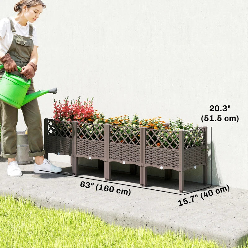 Raised Garden Bed with Legs, Self Watering Elevated Planter Boxes with Drainage Holes, 63" x 15.7" x 20.3"