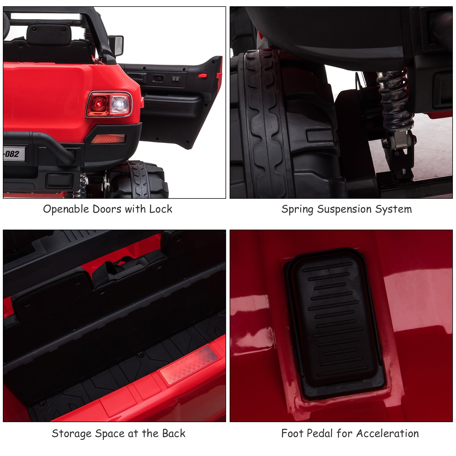 Aosom Kids Ride-On Car 12V RC 2-Seater Police Truck Electric Car For Kids with Full LED Lights, MP3, Parental Remote Control (Red) 