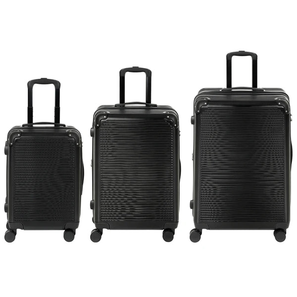 3-Piece Luggage Set with TSA Lock, Expandable Hard Shell Suitcases, 20", 24" & 28" – Black