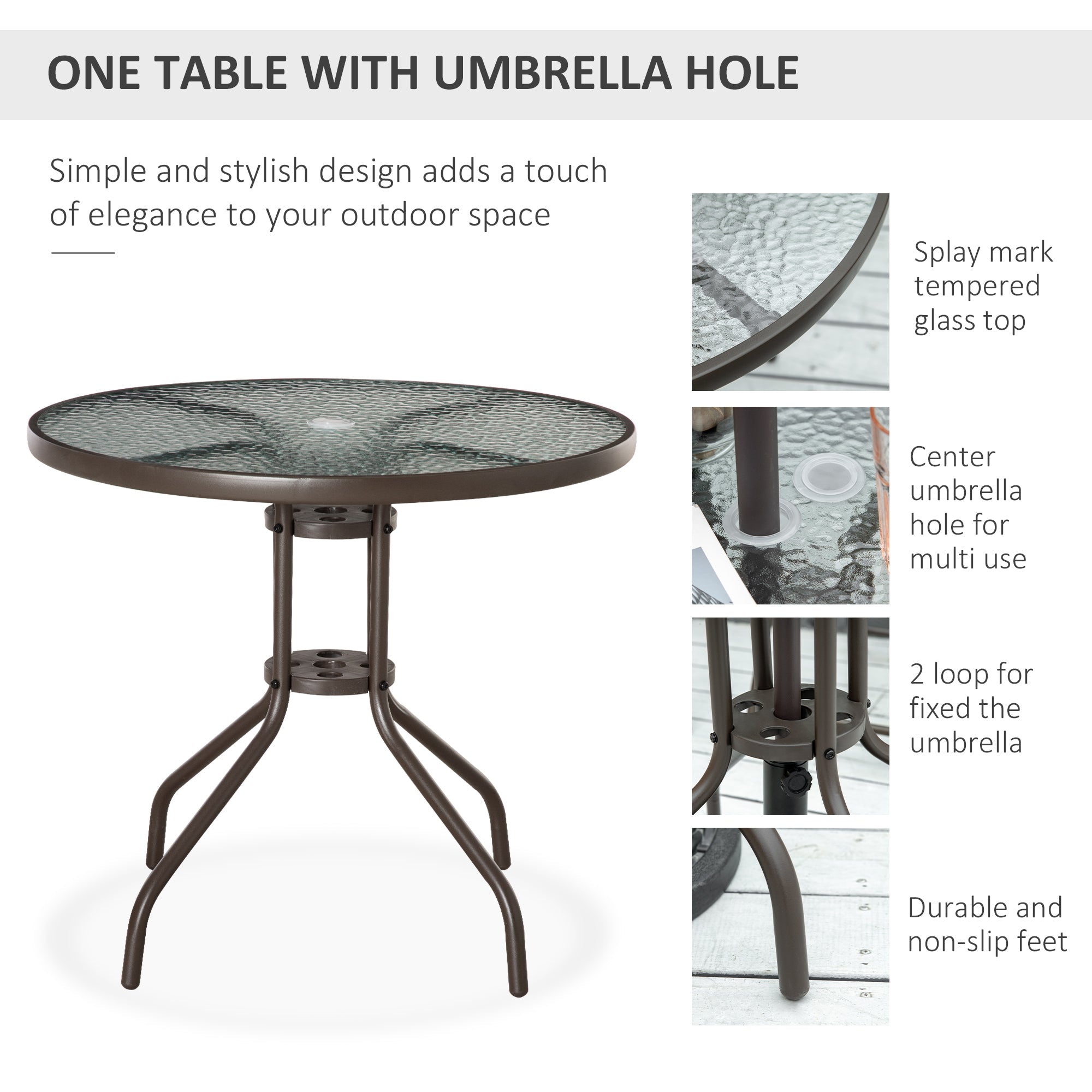 Outsunny 6 Pieces Outdoor Dining Set for 4 with Umbrella Patio Outdoor Furniture Set with Round Table 4 Folding Chairs Grey 