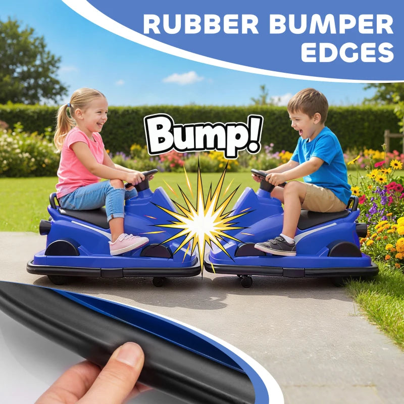 Qaba Bumper Car for Kids, 6V Battery Powered Bumping Car with 360 Degree Spin, Dual Motors, Music, for 3-8 Years, Blue
