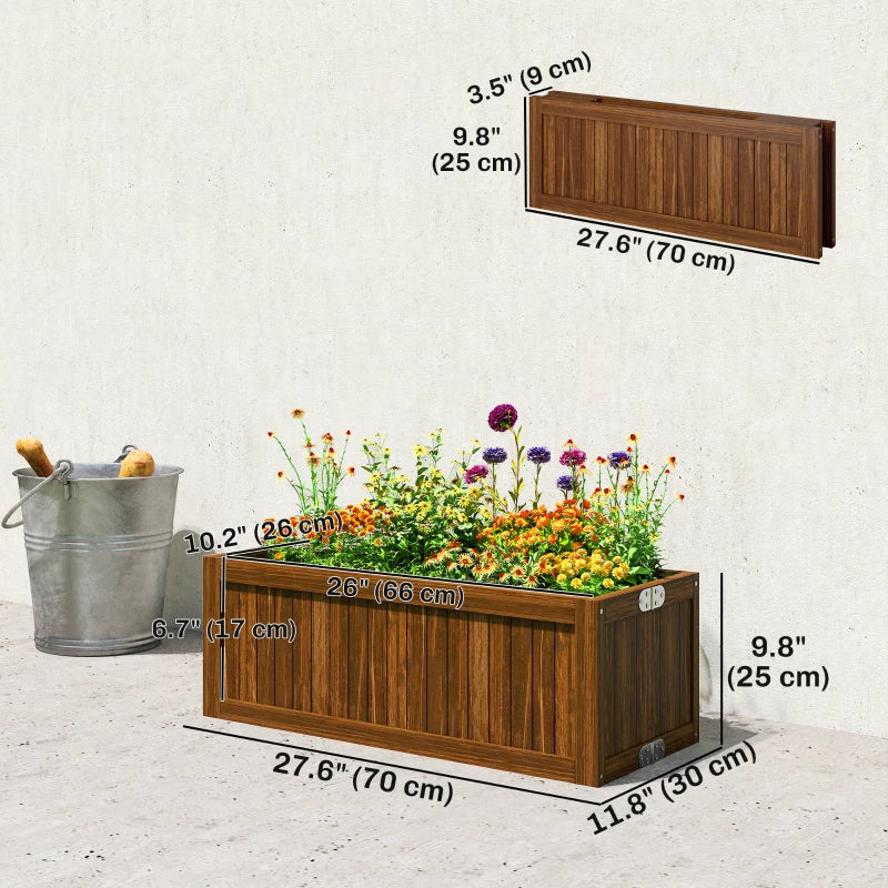 Foldable Elevated Planter Box, Wooden Raised Garden Bed for Backyard Patio to Grow Vegetables Herbs Flowers, Carbonized