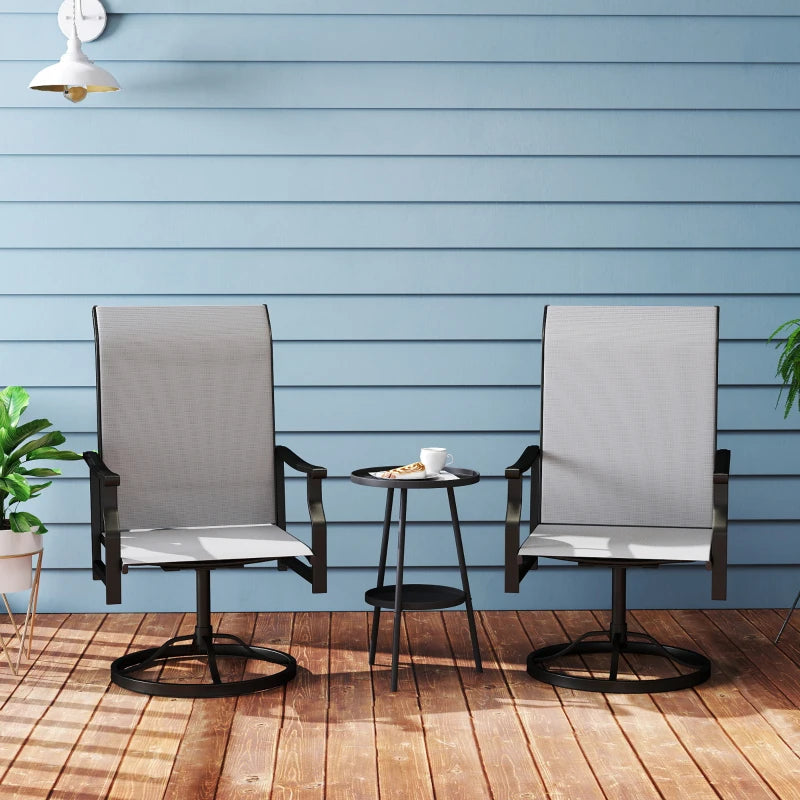 Patio Swivel Chair Set of 2, Swivel Rocker Outdoor Chairs with High Back, for Lawn Garden Backyard Deck, Light Grey