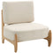 Accent Chair with Rubber Wood Frame, Wide Seat, Modern Chenille Bedroom Chair with Thick Cushion, Cream White