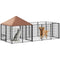 Outdoor Dog Kennel with Rotating and Adjustable Height Bowls, Waterproof UV-Resistant Cover, 11.3' x 4.7' x 5.1'