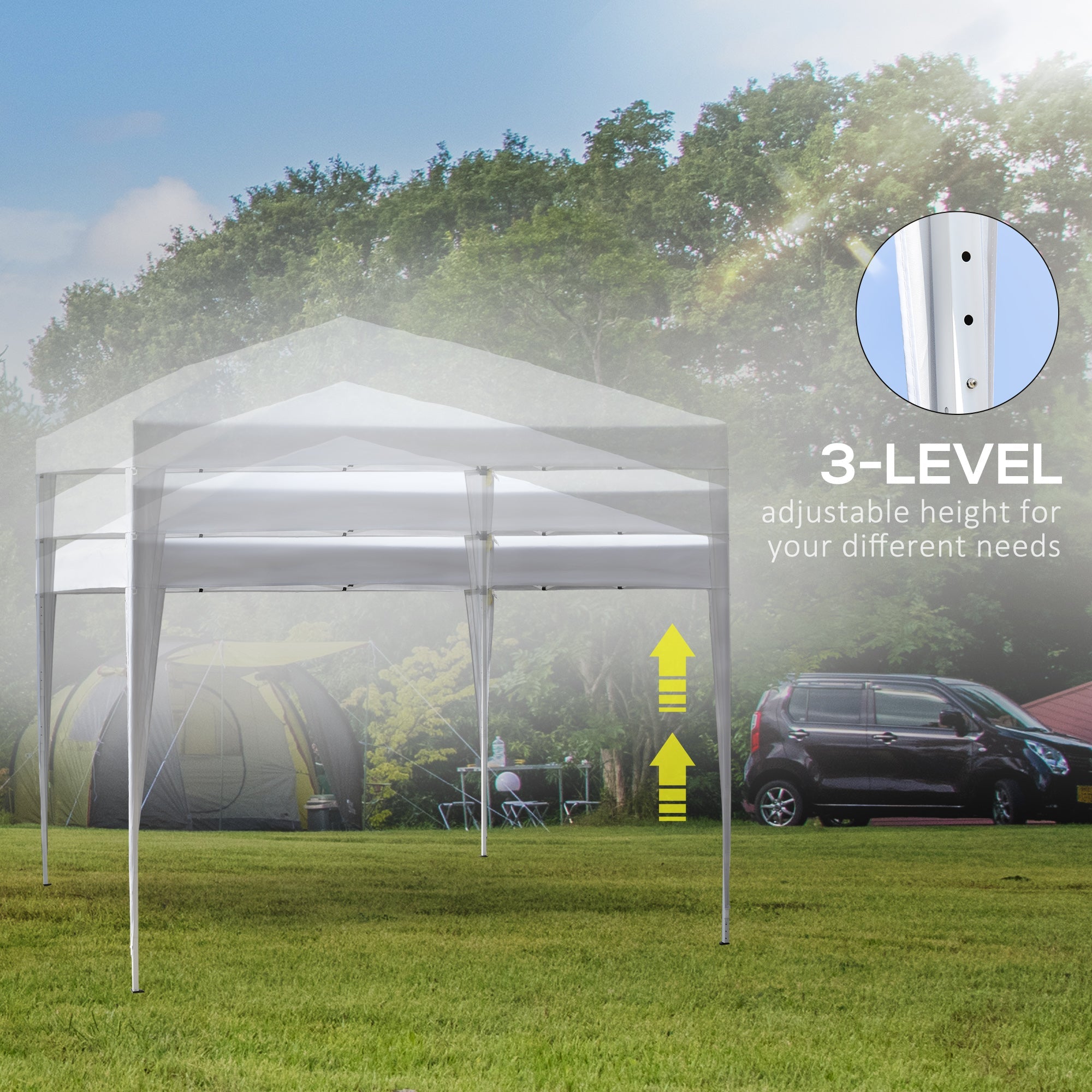 Outsunny Folding Pop Up Tent 10x10ft Outdoor Gazebo Canopy White w Carrying Bag 