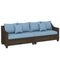 PE Wicker Outdoor Couch Sofa, 4-Seater Modular Patio Furniture Lounge Set with 2 Loveseats, Cushions, Pillows, Blue