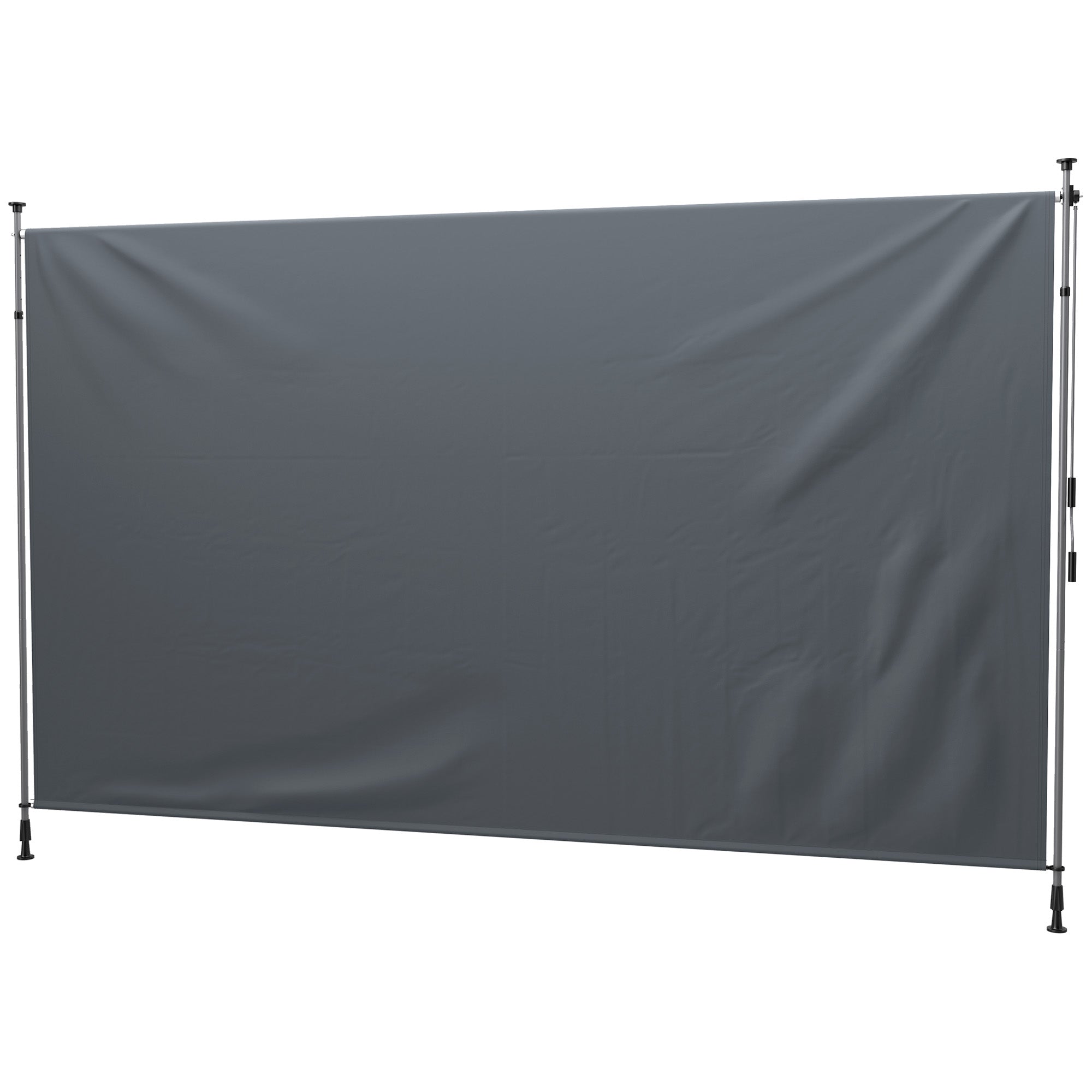 Outsunny 13' x 10' Manual Retractable Patio Awning, Outdoor Privacy Screen with UPF30+ & Water-Resistant Fabric, Dark Grey 